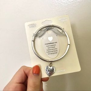 Silver 1 Corinthians 13:4 Bracelet with bookmark